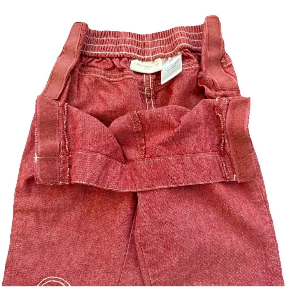 Liz Claiborne Toddler Girls 2T Heart Embroidered Pants Valentine's Day Red Retro